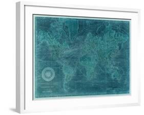 Azure World Map-Vision Studio-Framed Art Print