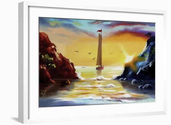 B-114-HR-BUTTERFLY LAGOON illusion-D. Rusty Rust-Framed Giclee Print