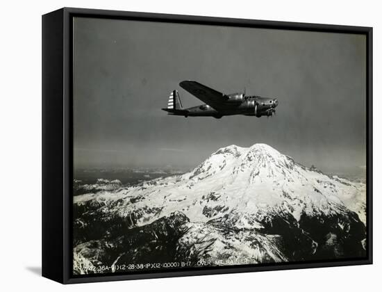 B-17 "Flying Fortess" Bomber over Mt. Rainier, 1938-null-Framed Stretched Canvas