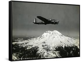 B-17 "Flying Fortess" Bomber over Mt. Rainier, 1938-null-Framed Stretched Canvas