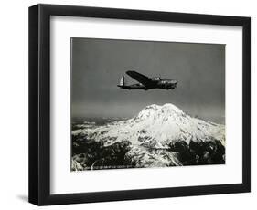 B-17 "Flying Fortess" Bomber over Mt. Rainier, 1938-null-Framed Giclee Print