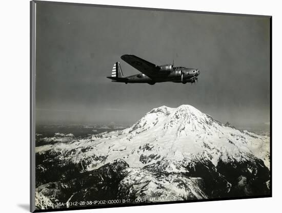 B-17 "Flying Fortess" Bomber over Mt. Rainier, 1938-null-Mounted Giclee Print