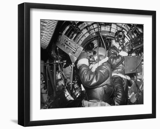 B-17 Flying Fortress Bomber During Bombing Raid Launched by US 8th Bomber Command from England-Margaret Bourke-White-Framed Photographic Print