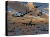B-17 Flying Fortress Bombers and P-51 Mustangs in Flight-Stocktrek Images-Stretched Canvas