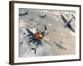 B-17 Flying Fortress Bombers Encounter German Focke-Wulf 190 Fighter Planes-Stocktrek Images-Framed Photographic Print