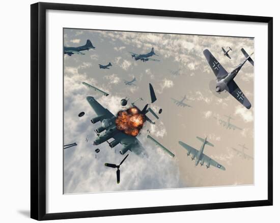 B-17 Flying Fortress Bombers Encounter German Focke-Wulf 190 Fighter Planes-Stocktrek Images-Framed Photographic Print