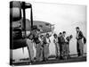 B-17 Flying Fortress Crew of 8th Bomber Command Donning Their Flying Gear Upon Arrival by Jeep-Margaret Bourke-White-Stretched Canvas