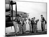 B-17 Flying Fortress Crew of 8th Bomber Command Donning Their Flying Gear Upon Arrival by Jeep-Margaret Bourke-White-Mounted Photographic Print