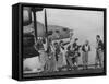 B-17 Flying Fortress Crew of 8th Bomber Command Donning Their Flying Gear Upon Arrival by Jeep-Margaret Bourke-White-Framed Stretched Canvas