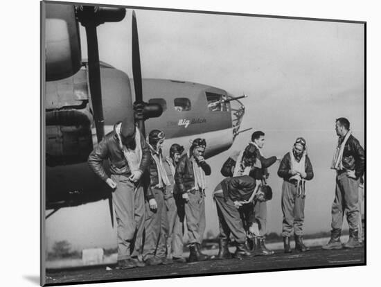 B-17 Flying Fortress Crew of 8th Bomber Command Donning Their Flying Gear Upon Arrival by Jeep-Margaret Bourke-White-Mounted Photographic Print