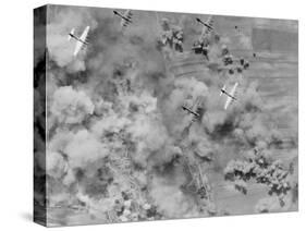 B-17 Flying Fortresses Dropping Bombs-null-Stretched Canvas