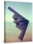 B-2 Stealth Bomber Flying over Desert-Like Landscape-null-Stretched Canvas