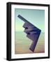 B-2 Stealth Bomber Flying over Desert-Like Landscape-null-Framed Photographic Print