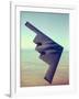 B-2 Stealth Bomber Flying over Desert-Like Landscape-null-Framed Photographic Print