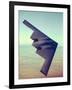 B-2 Stealth Bomber Flying over Desert-Like Landscape-null-Framed Photographic Print