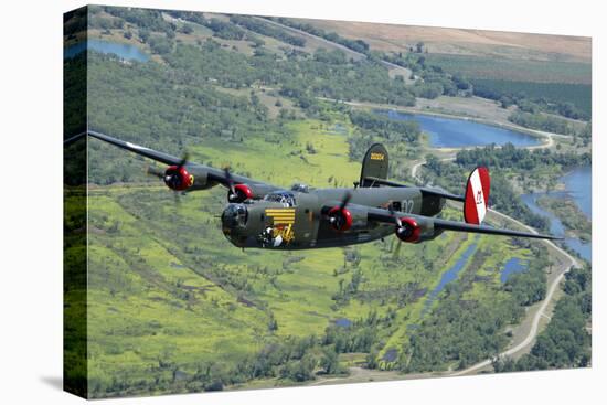 B-24 Liberator Flying over Mt. Lassen, California-Stocktrek Images-Stretched Canvas