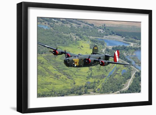 B-24 Liberator Flying over Mt. Lassen, California-Stocktrek Images-Framed Photographic Print