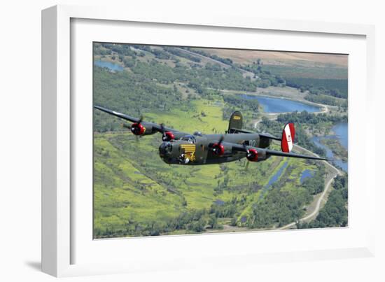 B-24 Liberator Flying over Mt. Lassen, California-Stocktrek Images-Framed Photographic Print