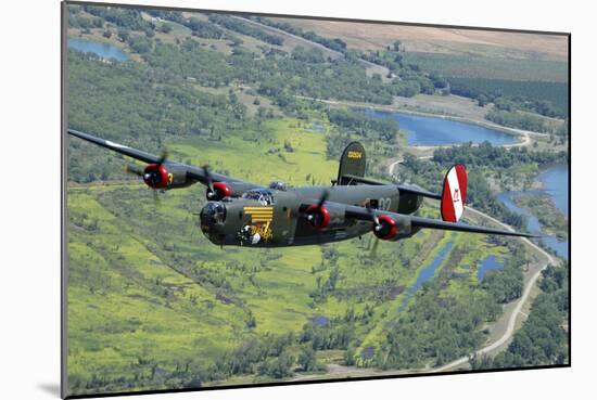 B-24 Liberator Flying over Mt. Lassen, California-Stocktrek Images-Mounted Photographic Print