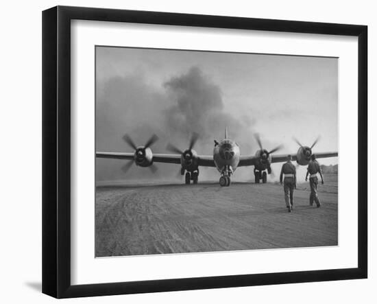 B-29 at Chinese Base, Revving Giant Propellers as it Prepares to Bomb Japan-Bernard Hoffman-Framed Photographic Print