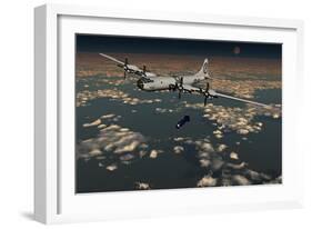 B-29 Superfortress Dropping Little Boy Atomic Bomb over Hiroshima-null-Framed Art Print