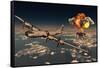 B-29 Superfortress Flying Away from the Explosion of the Atomic Bomb-null-Framed Stretched Canvas
