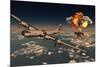 B-29 Superfortress Flying Away from the Explosion of the Atomic Bomb-null-Mounted Art Print