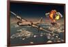 B-29 Superfortress Flying Away from the Explosion of the Atomic Bomb-null-Framed Art Print