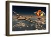 B-29 Superfortress Flying Away from the Explosion of the Atomic Bomb-null-Framed Art Print