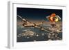 B-29 Superfortress Flying Away from the Explosion of the Atomic Bomb-null-Framed Art Print