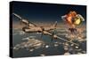 B-29 Superfortress Flying Away from the Explosion of the Atomic Bomb-null-Stretched Canvas