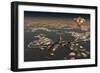 B-29 Superfortress Flying Away from the Explosion of the Atomic Bomb-null-Framed Premium Giclee Print