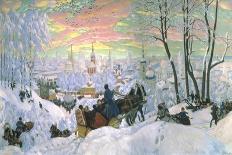 Skiers, 1919-Boris Mikhailovich Kustodiev-Framed Giclee Print