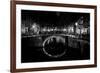 B&W Canal at Night II-Erin Berzel-Framed Photographic Print