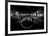 B&W Canal at Night II-Erin Berzel-Framed Photographic Print