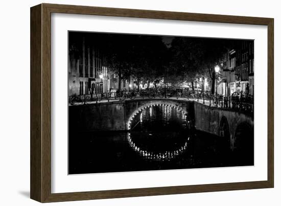 B&W Canal at Night II-Erin Berzel-Framed Photographic Print