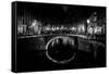 B&W Canal at Night II-Erin Berzel-Framed Stretched Canvas