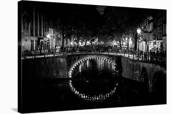 B&W Canal at Night II-Erin Berzel-Stretched Canvas