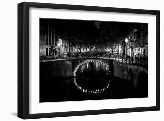 B&W Canal at Night II-Erin Berzel-Framed Premium Photographic Print