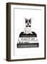 B&W Frenchie Bookstack-Amanda Greenwood-Framed Art Print