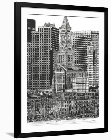 B&W Us Cityscape-Boston-Melissa Wang-Framed Art Print