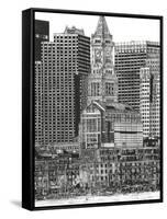 B&W Us Cityscape-Boston-Melissa Wang-Framed Stretched Canvas