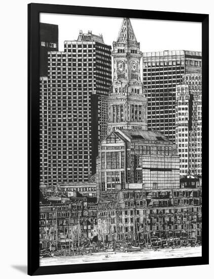 B&W Us Cityscape-Boston-Melissa Wang-Framed Art Print