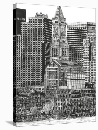 B&W Us Cityscape-Boston-Melissa Wang-Stretched Canvas