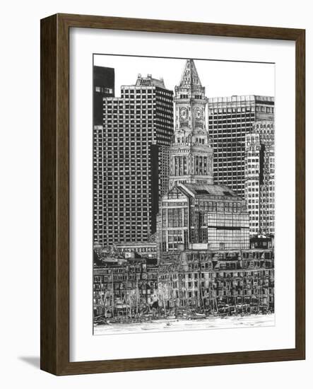 B&W Us Cityscape-Boston-Melissa Wang-Framed Art Print