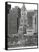 B&W Us Cityscape-Boston-Melissa Wang-Framed Stretched Canvas