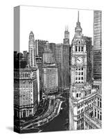 B&W Us Cityscape-Chicago-Melissa Wang-Stretched Canvas