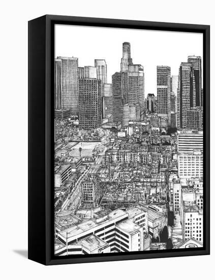 B&W Us Cityscape-Los Angeles-Melissa Wang-Framed Stretched Canvas