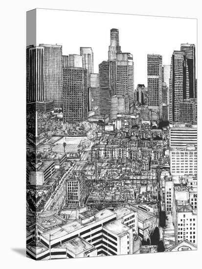 B&W Us Cityscape-Los Angeles-Melissa Wang-Stretched Canvas
