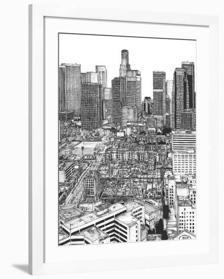 B&W Us Cityscape-Los Angeles-Melissa Wang-Framed Art Print